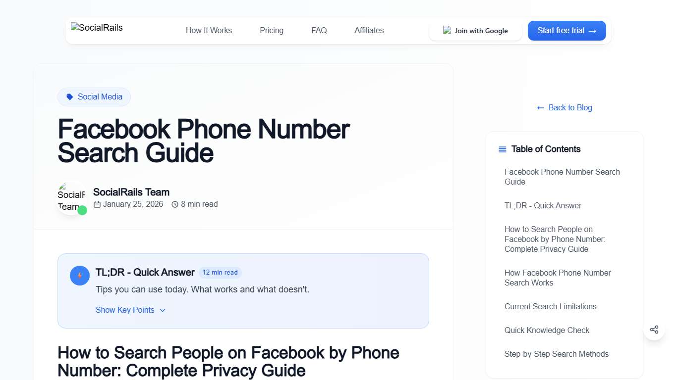 Facebook Phone Number Search Guide
